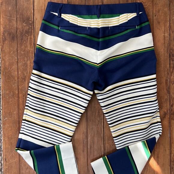 J Crew women bold color block striped chino pants ankle length size 2 - Picture 7 of 9